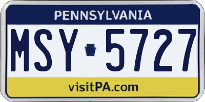 PA license plate MSY5727