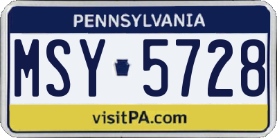 PA license plate MSY5728
