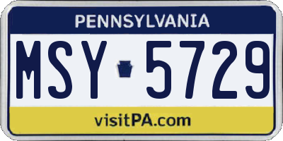 PA license plate MSY5729