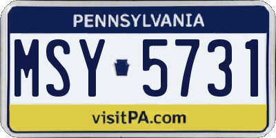 PA license plate MSY5731