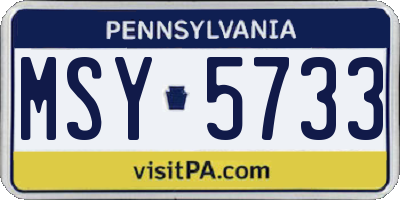 PA license plate MSY5733