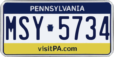 PA license plate MSY5734
