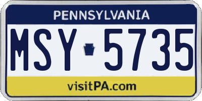 PA license plate MSY5735