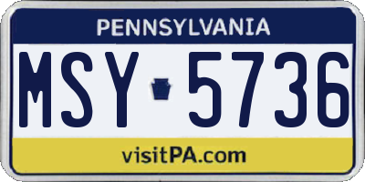 PA license plate MSY5736