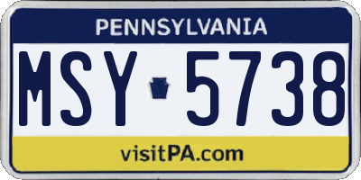 PA license plate MSY5738