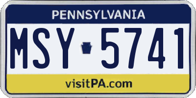 PA license plate MSY5741