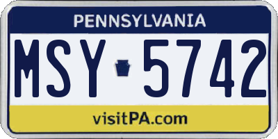 PA license plate MSY5742