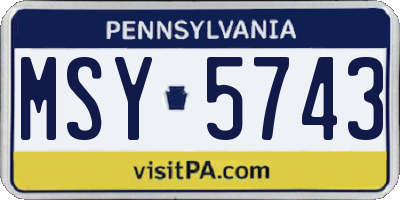 PA license plate MSY5743