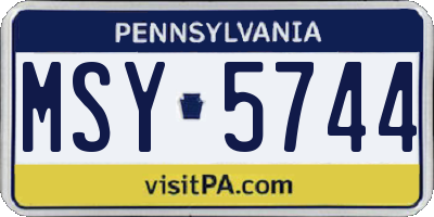 PA license plate MSY5744