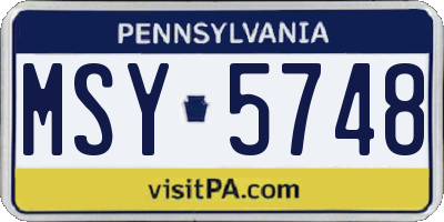 PA license plate MSY5748