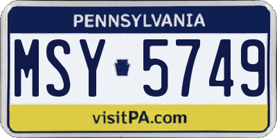 PA license plate MSY5749