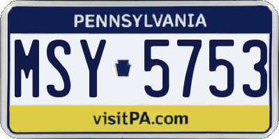 PA license plate MSY5753