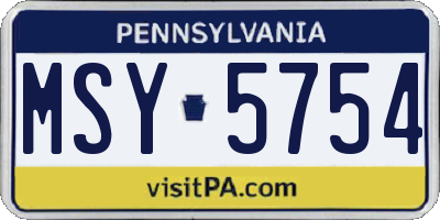 PA license plate MSY5754