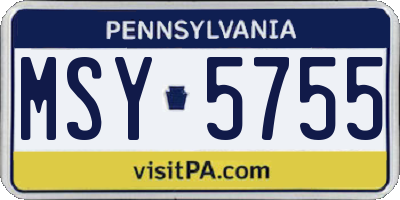 PA license plate MSY5755