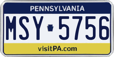 PA license plate MSY5756