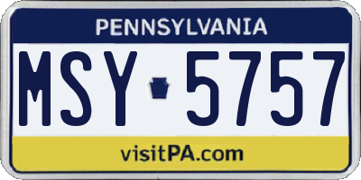 PA license plate MSY5757
