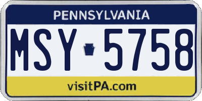 PA license plate MSY5758