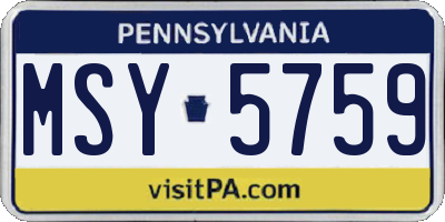 PA license plate MSY5759
