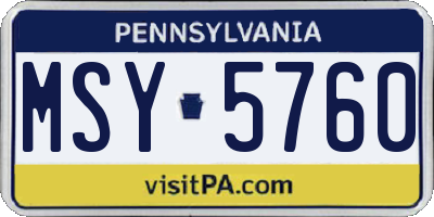 PA license plate MSY5760