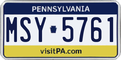 PA license plate MSY5761
