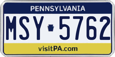 PA license plate MSY5762
