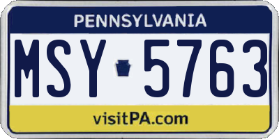 PA license plate MSY5763