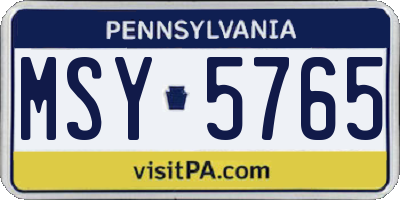 PA license plate MSY5765