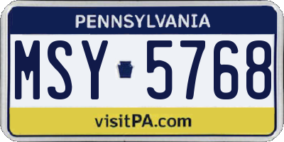 PA license plate MSY5768