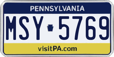 PA license plate MSY5769