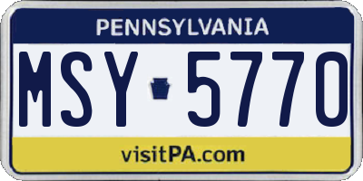PA license plate MSY5770