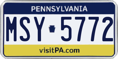 PA license plate MSY5772