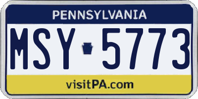PA license plate MSY5773