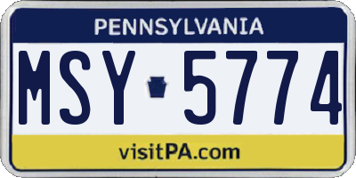 PA license plate MSY5774