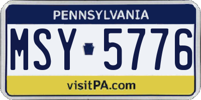 PA license plate MSY5776