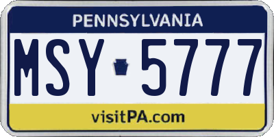 PA license plate MSY5777