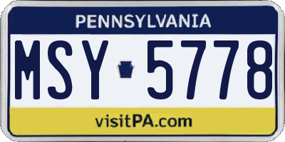 PA license plate MSY5778
