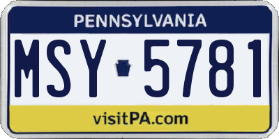 PA license plate MSY5781