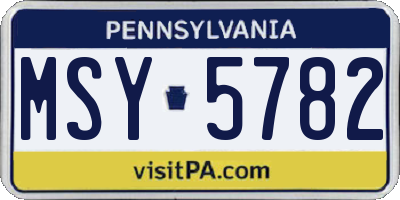 PA license plate MSY5782
