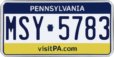 PA license plate MSY5783