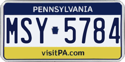PA license plate MSY5784