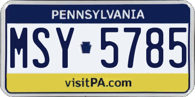 PA license plate MSY5785