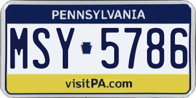 PA license plate MSY5786