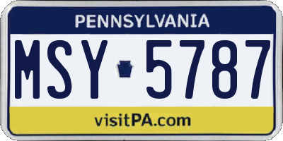 PA license plate MSY5787