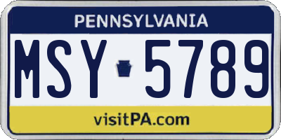 PA license plate MSY5789