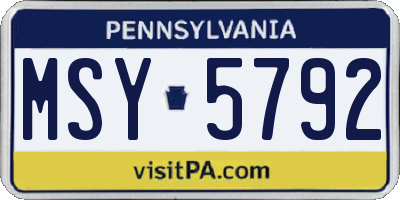 PA license plate MSY5792