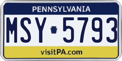 PA license plate MSY5793