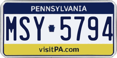 PA license plate MSY5794