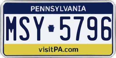 PA license plate MSY5796