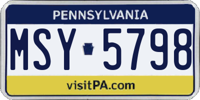 PA license plate MSY5798