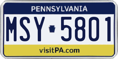 PA license plate MSY5801